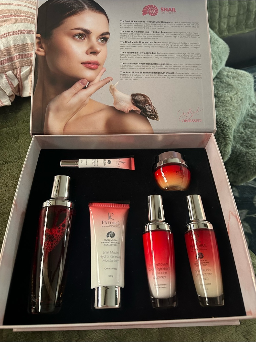PREDIRE Snail Mucin Skincare Set - Red & Gradient Bottles PARIS FULL SIZE